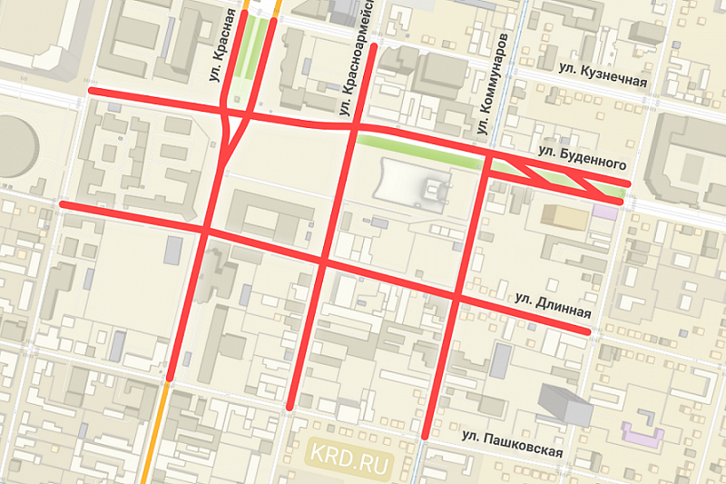 Центральные улицы Краснодара перекроют с раннего утра 24 апреля 