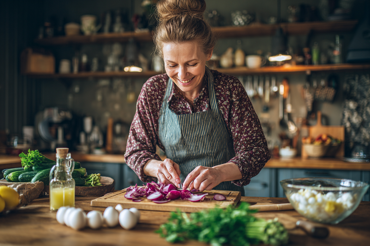 Салат со свёклой на ужин: маринованные огурцы, обжаренный лук и 2 яйца — сытно и просто