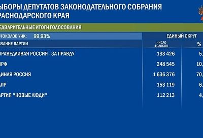 Обработано 99,93 % бюллетеней: опубликованы предварительные итоги выборов депутатов ЗСК 