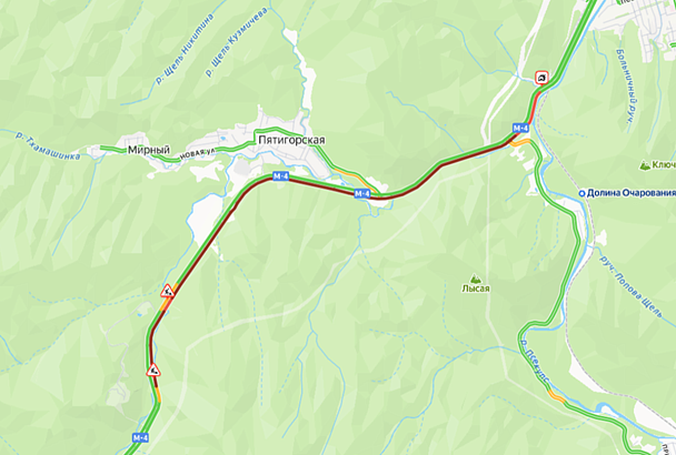 Пробка появилась на трассе «Дон» под Горячим Ключом в сторону Краснодара