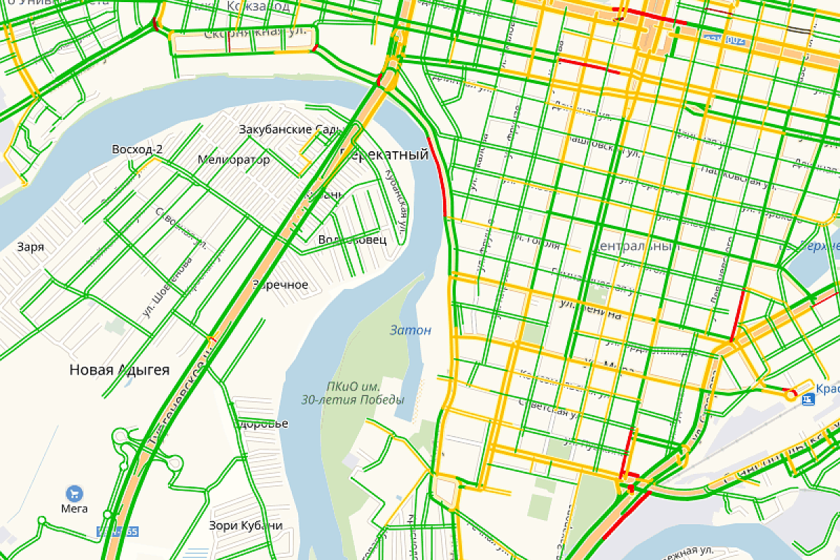 Яндекс отметил главные пробки Краснодара