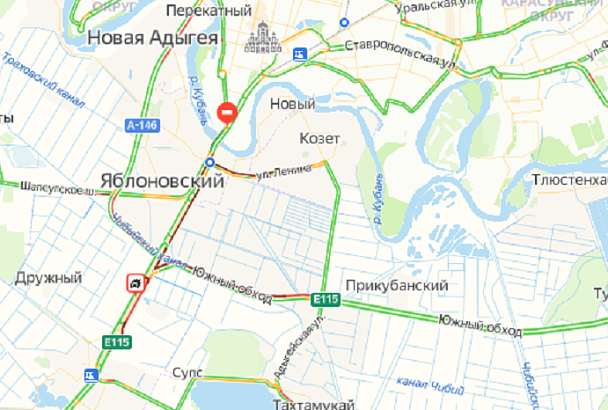 Серьезные пробки образовались на въезде в Краснодар со стороны Адыгеи 