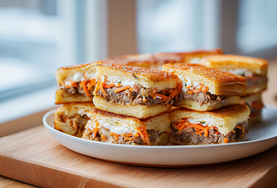 Бутерброды с печёночными оладьями и домашним майонезом: просто и бюджетно