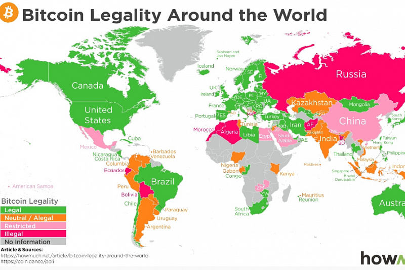 Страны, в которых разрешена или запрещена криптовалюта