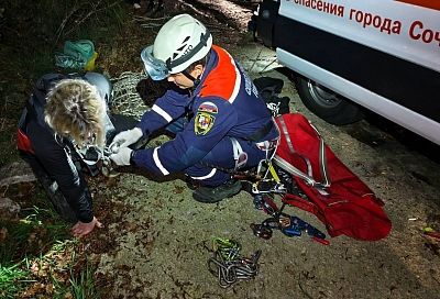 Спасатели эвакуировали супружескую пару, упавшую с крутого оврага в Сочи