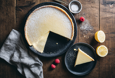 Нежнейший песочный пирог с кремом, который похож на подтаявшее мороженое