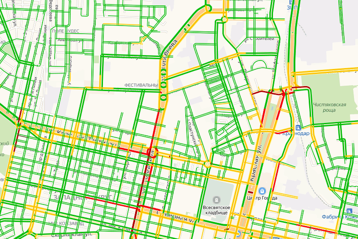 Есть 10 баллов: улица Тургенева в Краснодаре застряла в дорожной пробке