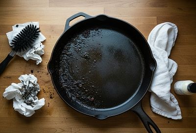 Простой способ очистить сковороду от жира и нагара без усилий