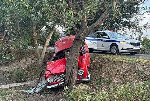 В Краснодарском крае 19-летняя водитель смяла ВАЗ об дерево