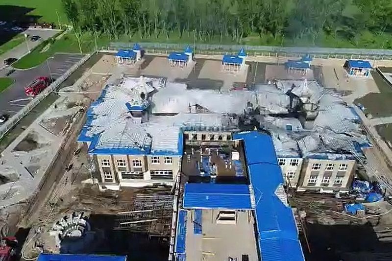 МЧС показало последствия крупного пожара в строящемся детском саду в Кореновске