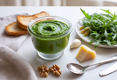 Зелёный соус из рукколы, который исчезает за 2 минуты — лучше классического песто!