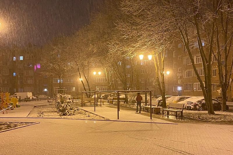 В Краснодарском крае 23 марта выпал снег