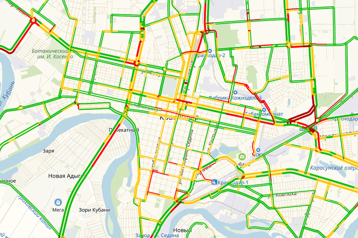 Яндекс назвал главные пробки Краснодара