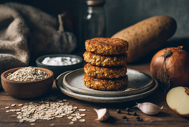 Заливаю овсянку кипятком, тру картофель — и жарю котлетки с хрустящей корочкой, которые по вкусу напоминают мясные