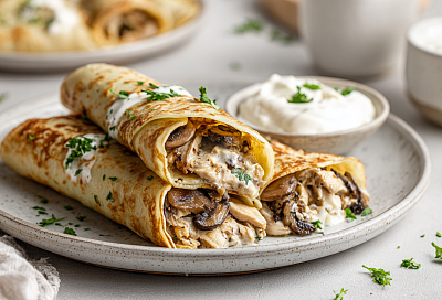 Блинчики с курицей и грибами: сочная начинка, просто и по-домашнему вкусно