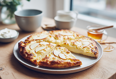 Творожная лепёшка с яблоком на сковороде: нежная, пышная и без духовки