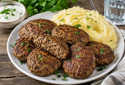 Рублю куриную печень ножом и добавляю обжаренные овощи: котлеты получаются особенно сочными