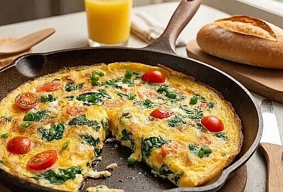 Тот самый омлет: пышный, как облако, сочный, с золотистой корочкой и пузырьками внутри