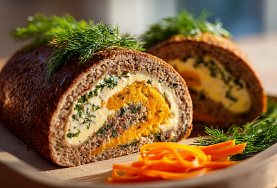 Готовлю печёночный рулет с двумя начинками: нежный, сочный и на праздничном столе выглядит шикарно