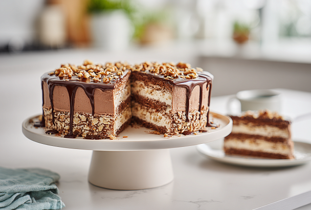 Пеку торт «Маркиза»: нежные коржи с безе и орехами под шоколадно-масляным кремом
