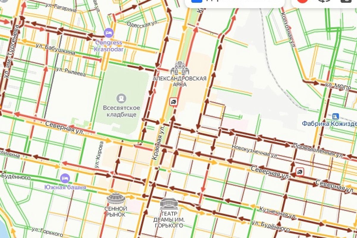 Краснодар застрял в 10-балльных пробках