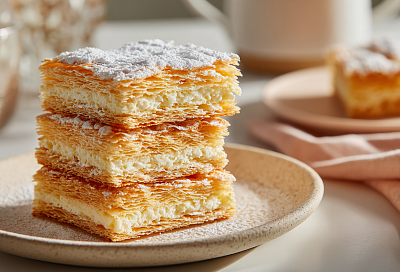 Невероятное печенье-наполеон на кефире: хрустящее, слоёное, тает во рту