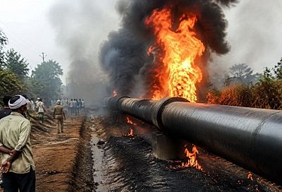 Крупный пожар на трубопроводе в Индии: есть пострадавшие