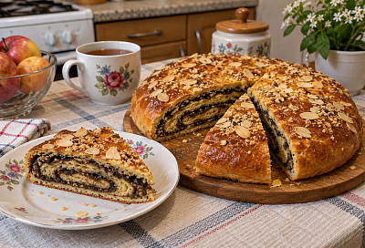 Сочинский пирог с грецкими орехами: четыре слоя теста и воздушная начинка