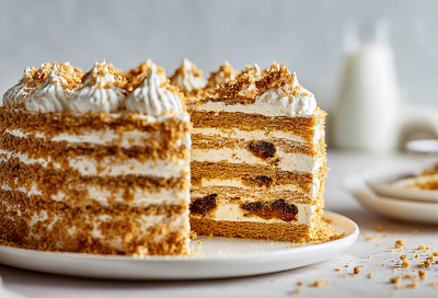 Невероятно нежный медовик с черносливом: добавила чернослив между коржами, и торт пропитался соком за ночь