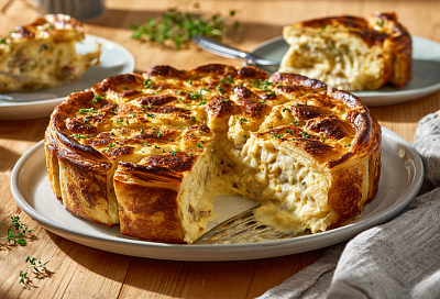 Пирог с рыбной начинкой в заливке: сочный, нежный и готов за 30 минут