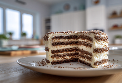 Торт без выпечки из песочного печенья нежнее классического: залила сметанным кремом с какао, и слои идеально пропитались за ночь 