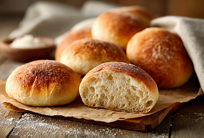 Домашние булочки для сэндвичей стали пышнее магазинных: замесили тесто ложкой, и корочка получилась хрустящей с мягкой серединкой