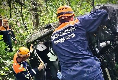 Легковушка упала с обрыва в Сочи. Пострадали два человека