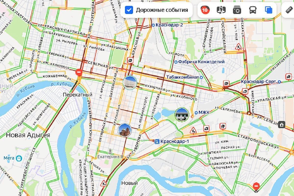 10-балльные пробки сковали дороги Краснодара