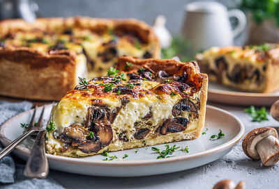 Пирог с грибами и сыром: сочный, ароматный и очень вкусный к чаю или ужину