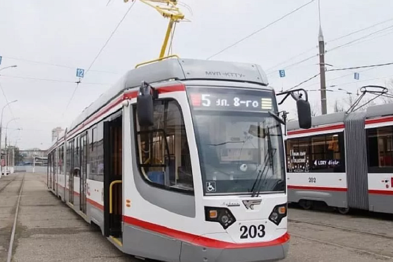 Оформленный в военном стиле трамвай запустят в Краснодаре 12 февраля