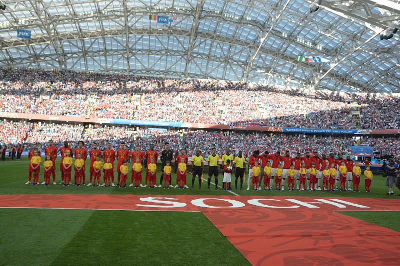 Первый тайм матча сборных Бельгии и Панамы а стадионе "Фишт"