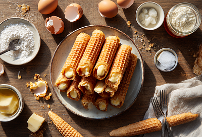 Завожу тесто за 5 минут и пеку хрустящие вафельные трубочки, всё как в детстве