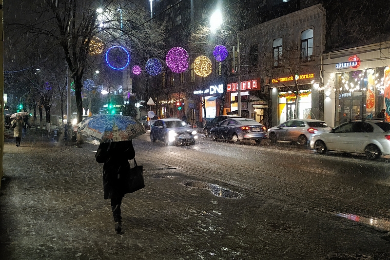В Краснодаре 3 декабря выпал первый снег