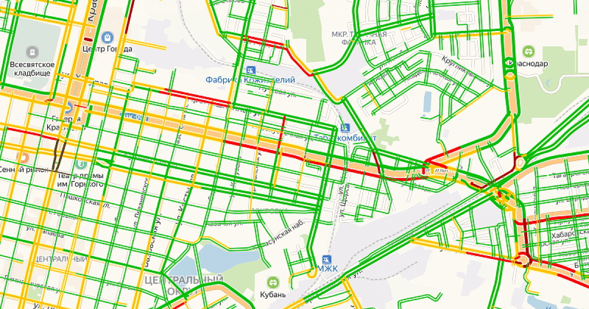 Карта краснодара пробки онлайн сейчас