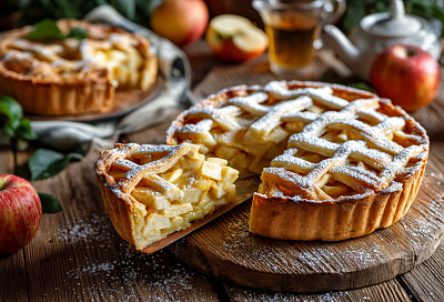 Яблочный пирог с творожной начинкой и решёткой: нежный, ароматный и тает во рту