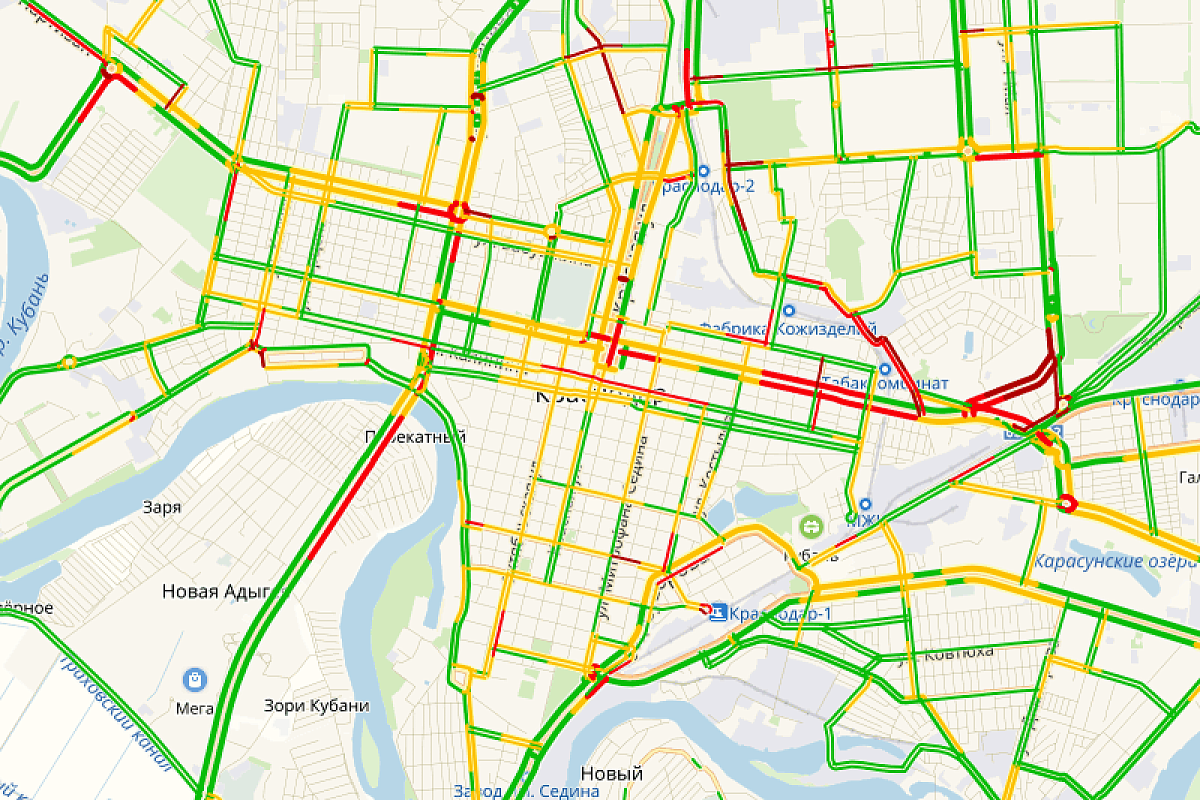 Российская, Мачуги, Северная - Яндекс назвал самые загруженные улицы Краснодара