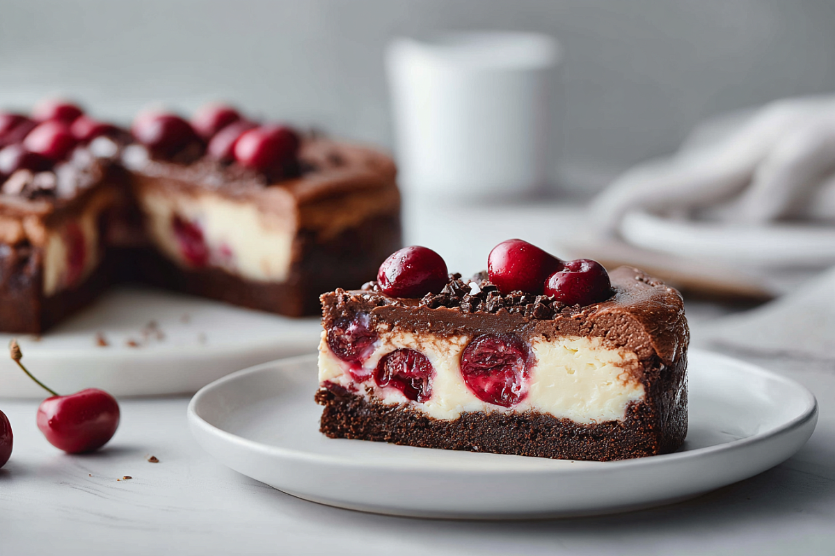 Шоколадный чизкейк-брауни с вишней: плотный шоколад, нежный крем и кислинка за 45 минут