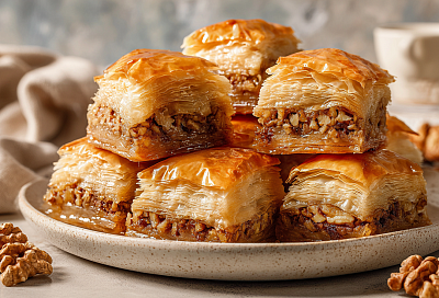 Пахлава из готового слоёного теста на сковороде: хрустящая, ореховая и без духовки