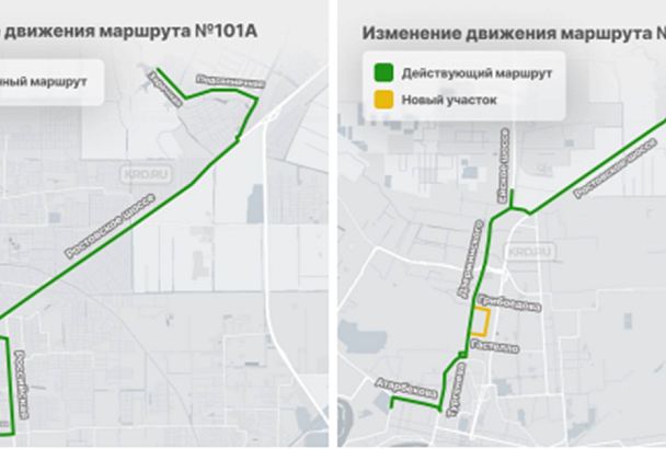 Схема движения двух автобусных маршрутов изменится в Краснодаре