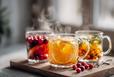 Три согревающих чая для иммунитета: цитрусовый, клюквенно-имбирный и облепиховый