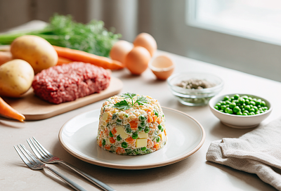 «Оливье по-семейному» — без колбасы, с говядиной и огурцами без лишней воды