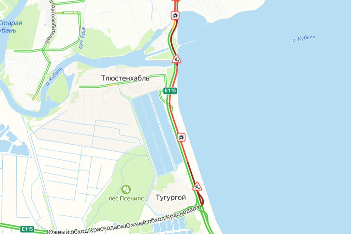Пробка вновь появилась на въезде в Краснодар со стороны Адыгеи