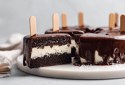 Торт "Эскимо" нежнее пломбира: добавила сгущёнку в крем, и вкус получился как у любимого мороженого в шоколаде