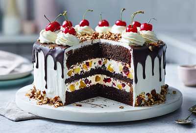 Торт Панчо стал сочнее классического: добавила вишню в начинку, и кислинка идеально сбалансировала сладкий крем